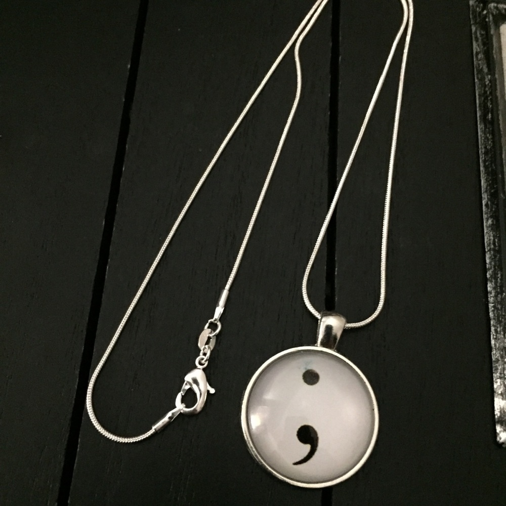 20” Silver Plated Necklace with Semicolon Pendant
